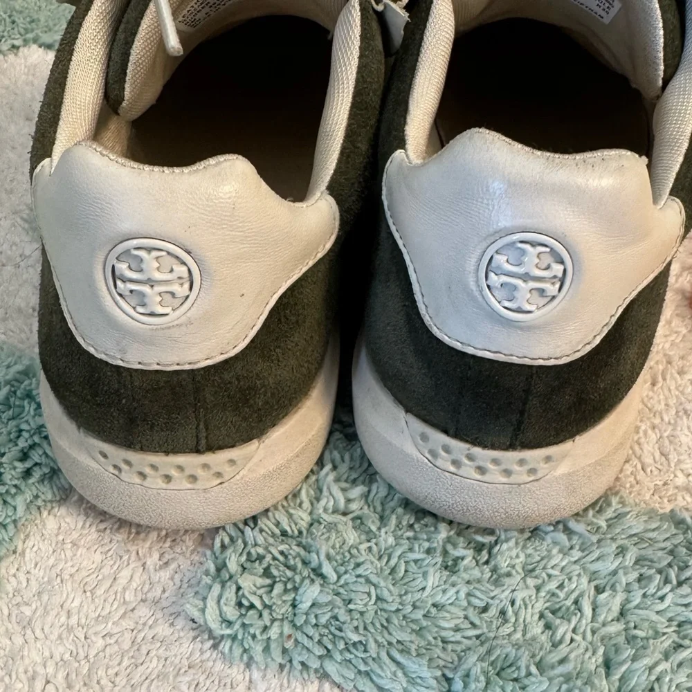 Tory Burch Olive Suede Sneakers